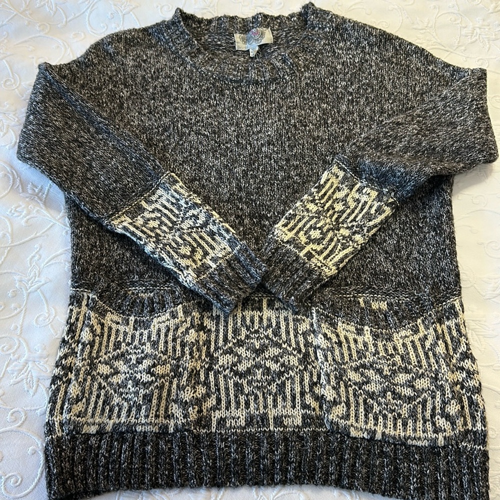 Urban Outfitters x Ecote Rag Wool Sweater w/ Fair Isle Designs w/ 2 Pockets Sz M